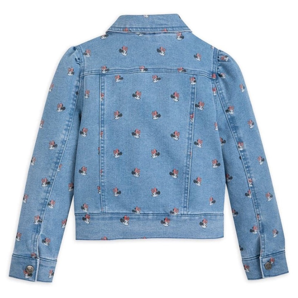 Disney Minnie Mouse Light Wash All Over Print Denim Jacket for Women - Picture 2 of 4